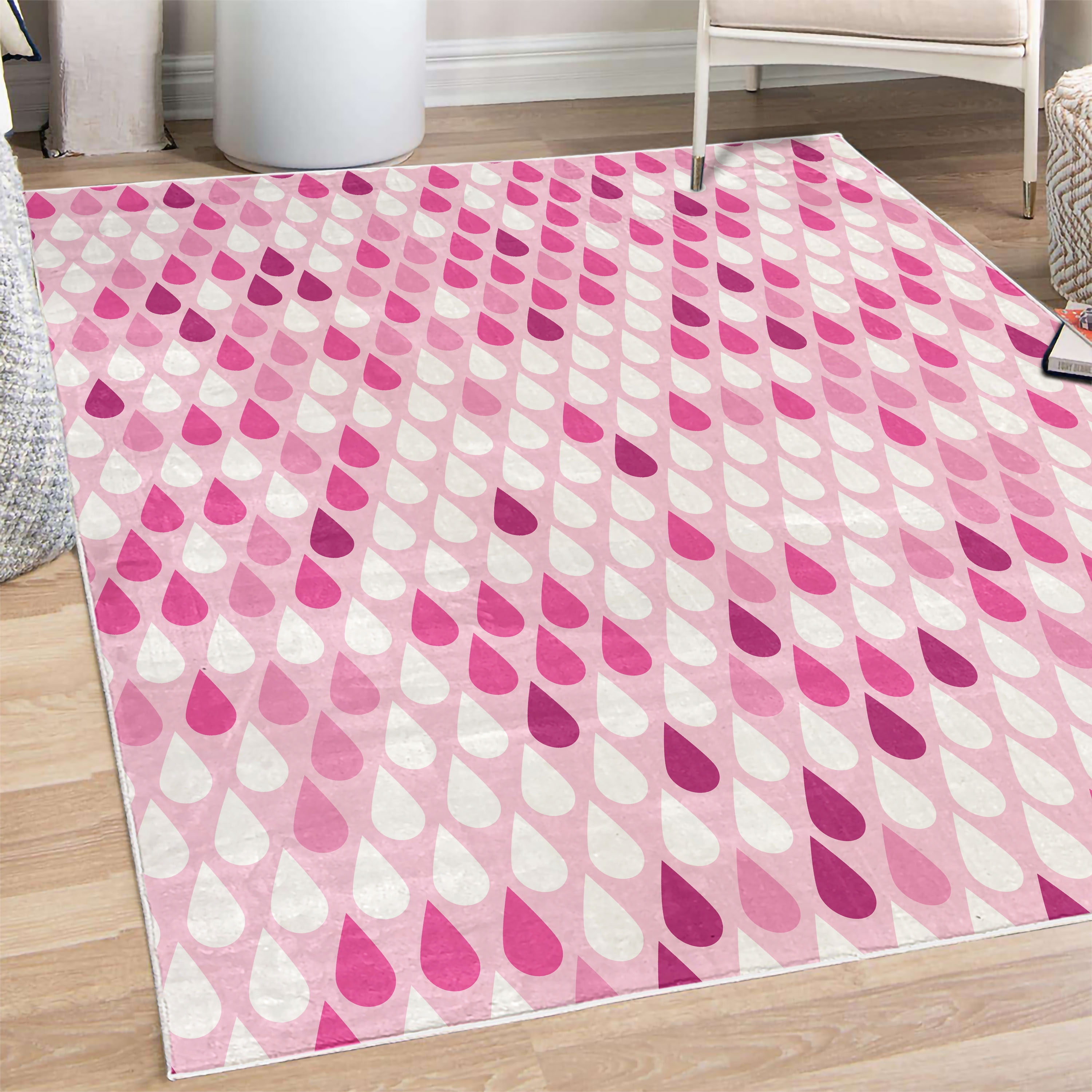 Nature Decorative Rug, Repeated Minimalist Rain Drops Splashes Tears of ...