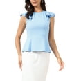 thumbnail image 4 of INSPIRE CHIC Peplum Top for Women's Summer Casual Ruffle Short Sleeve Crewneck t Shirts Blouse XS Light Blue, 4 of 6