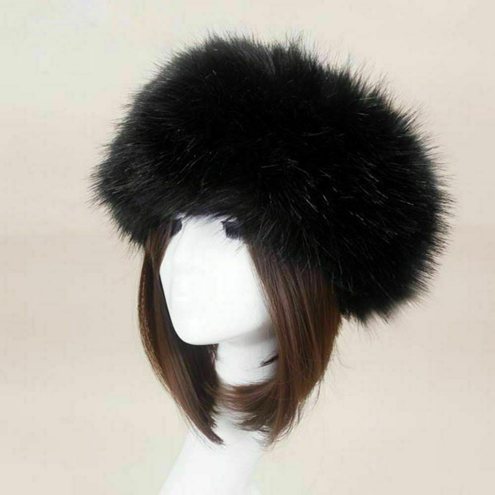New Thick Fluffy Russian Cap Faux Fur, Faux Polar Bear Skin Rug With Headband