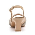 thumbnail image 3 of kkdom Womens Chunky Closed Toe Low Block Heels Dress Ankle Strap Pointed Toe Wedding Pump Shoes Apricot Size 6.5, 3 of 5