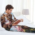 thumbnail image 6 of Picia Romantic Floral Bear Pattern Men’s Long-Sleeve Sleepwear Set - Soft 2-Piece Loungewear with Pockets, Comfy PJs for Relaxing Nights-Medium, 6 of 7