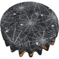 thumbnail image 2 of Halloween Black Tablecloth Round 60 Inch Spider Web Ghost Pumpkin Decorative Table Cloth Washable Wrinkle Stain-Resistant Fall Autumn Table Cover for Party Picnic Dinner, 2 of 6