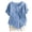 Sky Blue, variant on Yuncity Linen Shirt Women Solid Color Round Neck Raglan Sleeve Hem Slit Loose Short Sleeve Button Casual Tops T Shirt S-2Xl