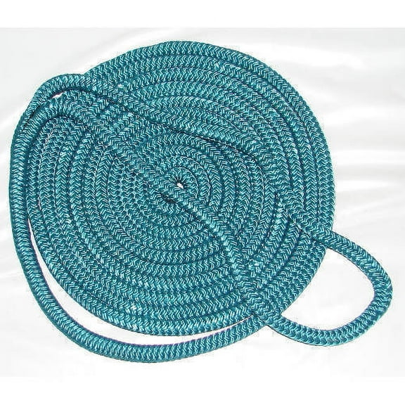 3/8 Inch x 15 Ft Teal Double Braid Nylon Mooring and Docking Line for Boats