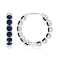 thumbnail image 2 of Angara Natural 3.36 ct. Blue Sapphire Hoop Earrings in 14K White Gold for Women, 2 of 8