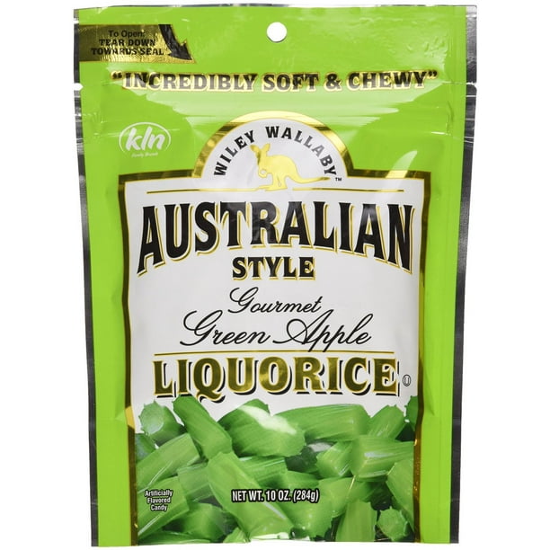 10 PACKS Wiley Wallaby Green Apple Licorice 10 oz licorice package