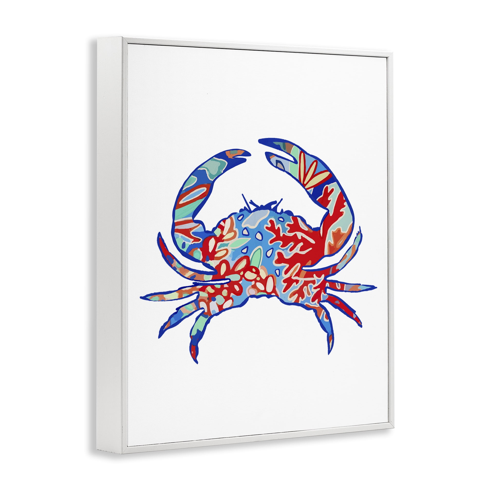 Stupell Industries Coral Patterned Crab Animals & Insects Painting White Framed Art Print Wall Art, 16 x 20