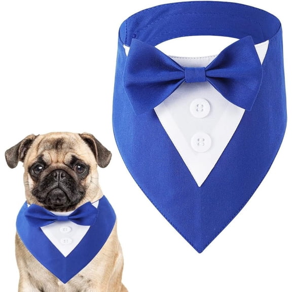 Dog Tuxedo Formal Dog Tuxedo XS Blue Wedding Bandana Dog Collar with Tie Dog Birthday Costume Adjustable Pet Party Tux Formal Attire Valentines Outfit for Small Breeds Cosplay for diy