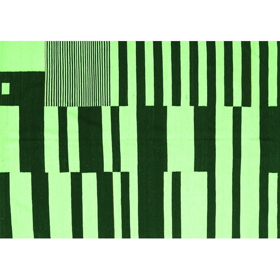 Ahgly Company Machine Washable Indoor Rectangle Abstract Green Contemporary Area Rugs, 3' x 5'