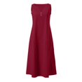 thumbnail image 5 of YMNXA Summer Dresses For Women Sleeveless V Neck Solid Color Comfortable Loose Fit Flowy Dress With Pockets For Casual Daily Wear,Brick Red,Xxl, 5 of 5
