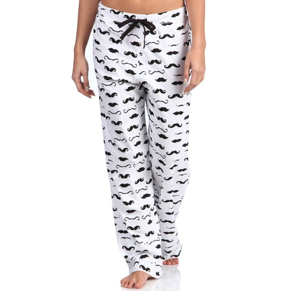 Leisureland Women's Mustache Print Cotton Knit Pajama Pants