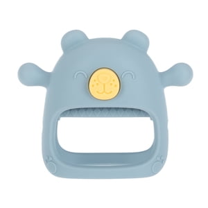 Nuby Wrist Grip Silicone Teething Mitten, Blue Bear