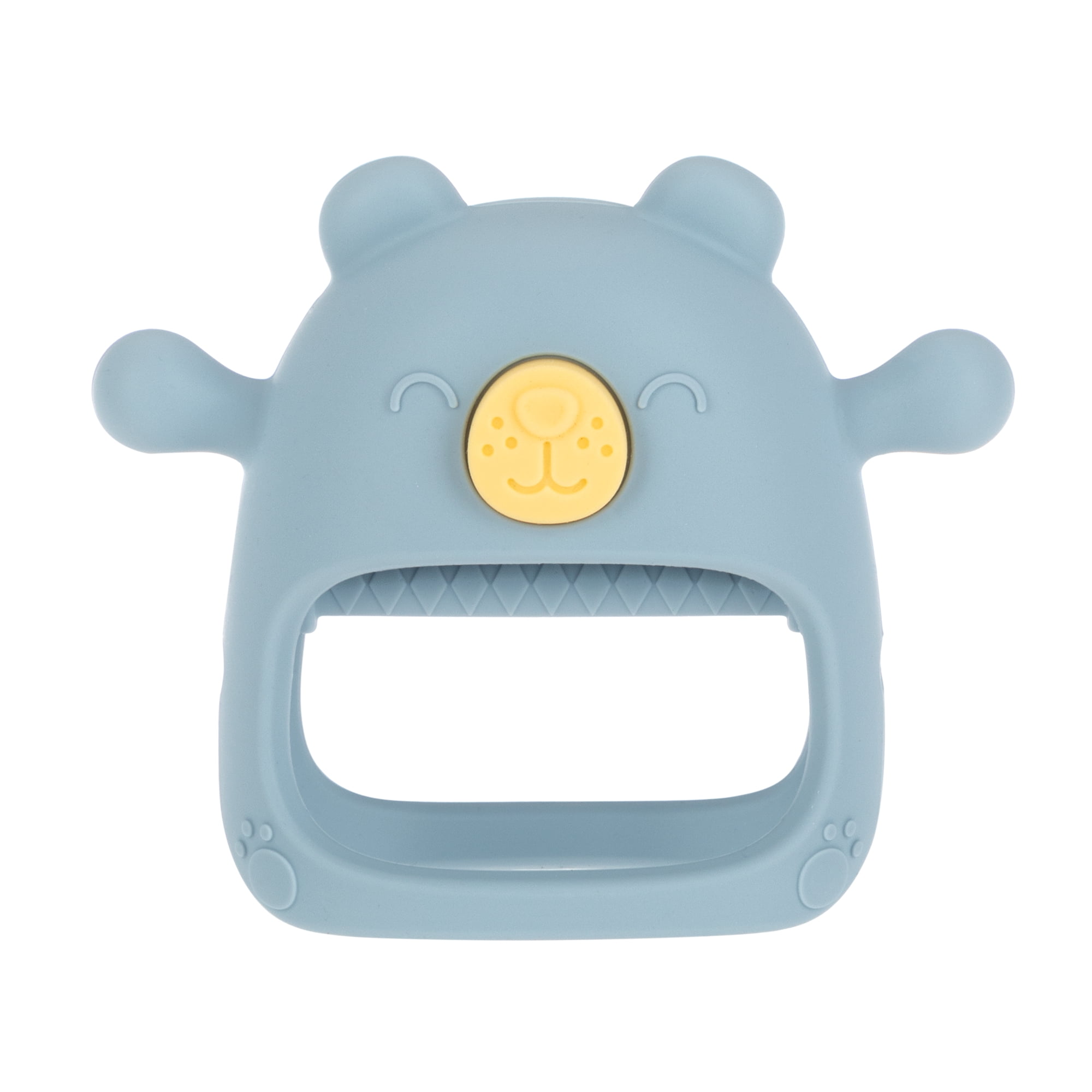 Nuby Wrist Grip Silicone Teething Mitten for Babies, Blue Bear