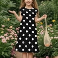 thumbnail image 6 of TGSLY Girls Polka Dot Printed Dress Cute Summer Tween Boho Flutter Sleeve Tiered A Line Beach Sundress Loose Flowy Dresses with Pockets Black 14-15 Years, 6 of 7