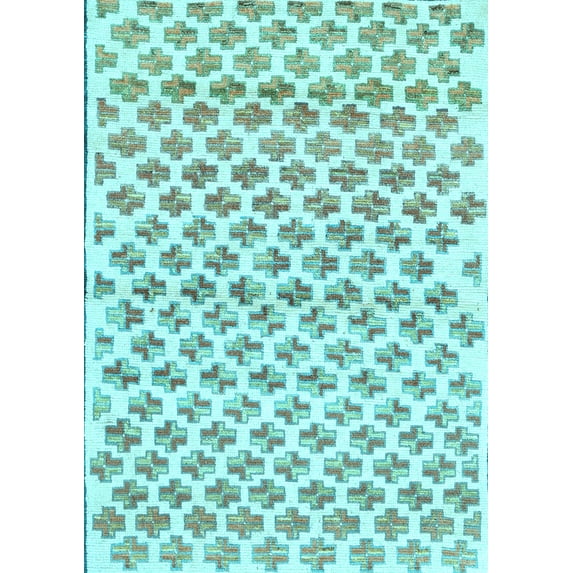 Ahgly Company Indoor Rectangle Abstract Light Blue Contemporary Area Rugs, 3' x 5'