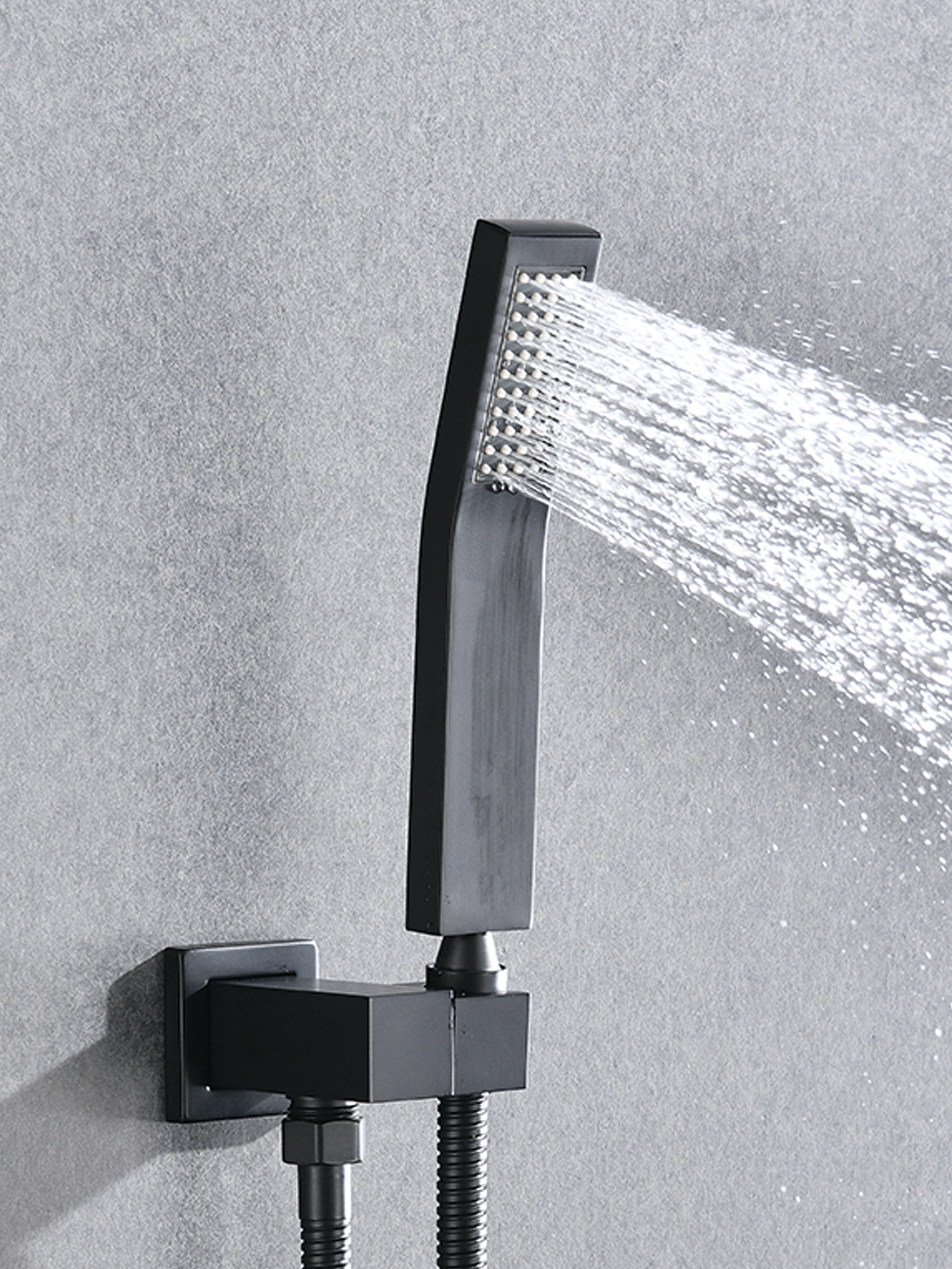 Shower System with Tub Spout, 12 inch Shower Head Shower Set for Bathroom, Matte Black
