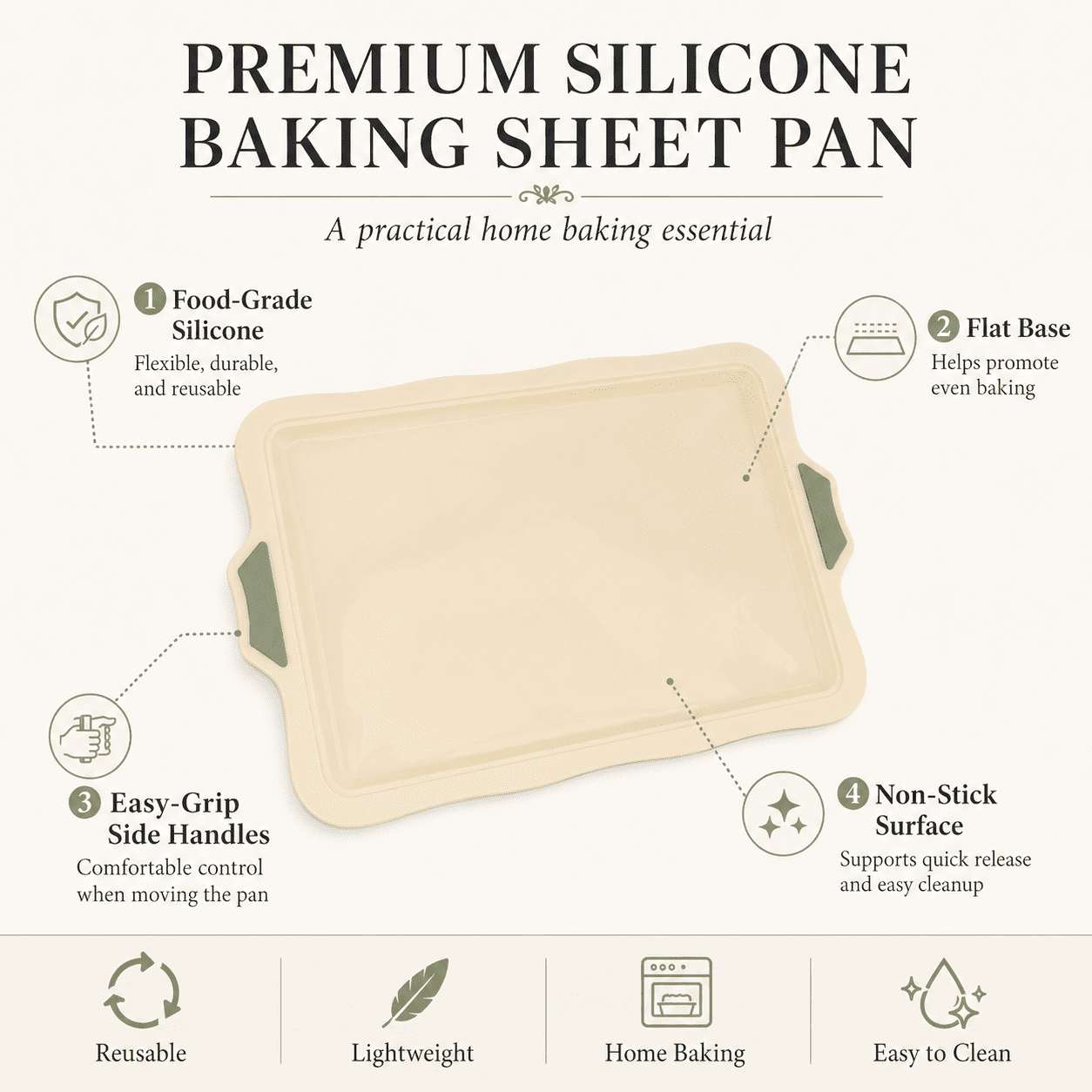 Silicone Baking Mat - Non-Stick Reusable Cookie Sheet for Oven Baking