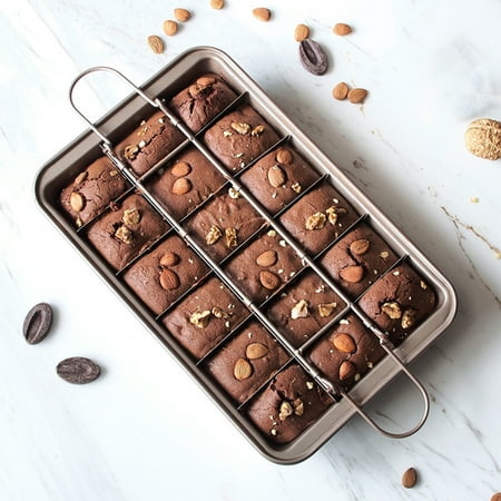 

High-Temperature Resistant Brownie Cake Pan- 18 Grids Built-In Slicer Baking Pan High Carbon Steel Kitchen Tools