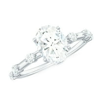 Rosec Jewels Oval Lab Diamond Engagement Ring - 6x8 mm - 1 Ct Diamond - EF-VS Grade Certified, 925 Sterling Silver, US 4.00