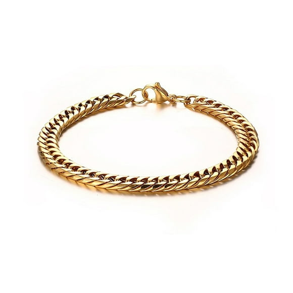 Womens Mens Gold Plated Curb Link Chain Bracelet Bangle,8.5 Inch