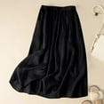 thumbnail image 2 of Byworldtasic Womens Plus Size Skirts Cotton Skirts for Women Elastic High Waisted Casual Pleated Trendy Long Flowy Midi Skirts, 2 of 4