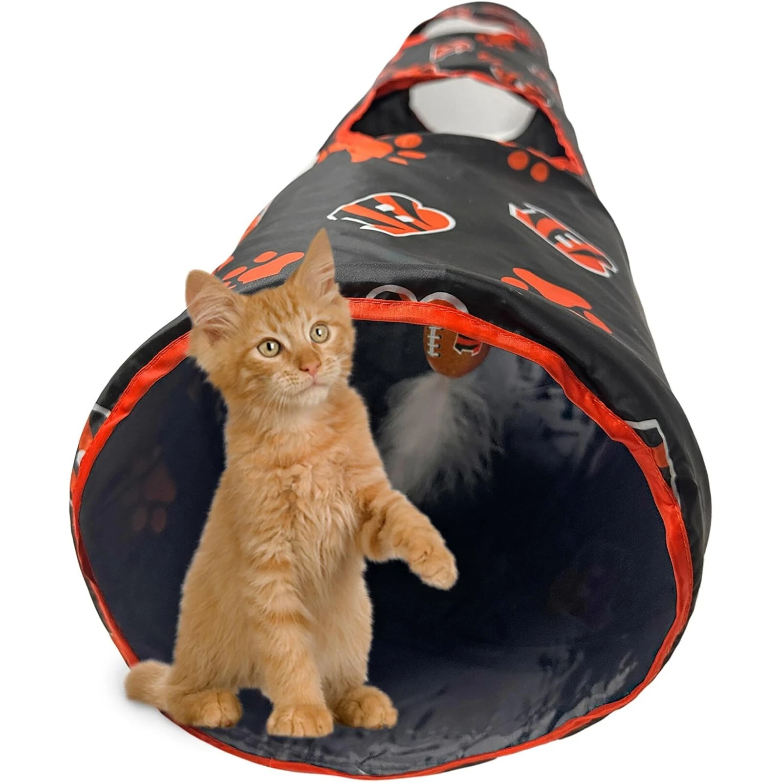 Pets First NFL Cat Tunnel Tube Toy & Plush Football Toy Filled with Catnip