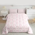 thumbnail image 2 of Castle Fairy Pink Ribbon Bow-Tie 3 Pieces Queen Comforter Set for Girls Boys Teens,Cartoon Bow Knot Ultra Soft Bedding Sets,Love Heart Print Bedding Comforter Set,Lightweight Room Decor, 2 of 8