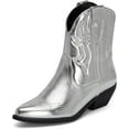 thumbnail image 2 of Chariot & Co -Susan- Womens Cowboy Cowgirl Western Ankle Booties Pointed Toe Boots (Silver, 12), 2 of 7