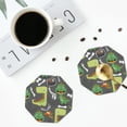 thumbnail image 4 of Lsque Cartoon Dinosaurs Pattern 4" Drink Coasters Set of 4, PVC Leather Absorbent Coasters, Table Coaster Set Decorative Coffee Cup Coasters Housewarming Gift -Octagon, 4 of 6