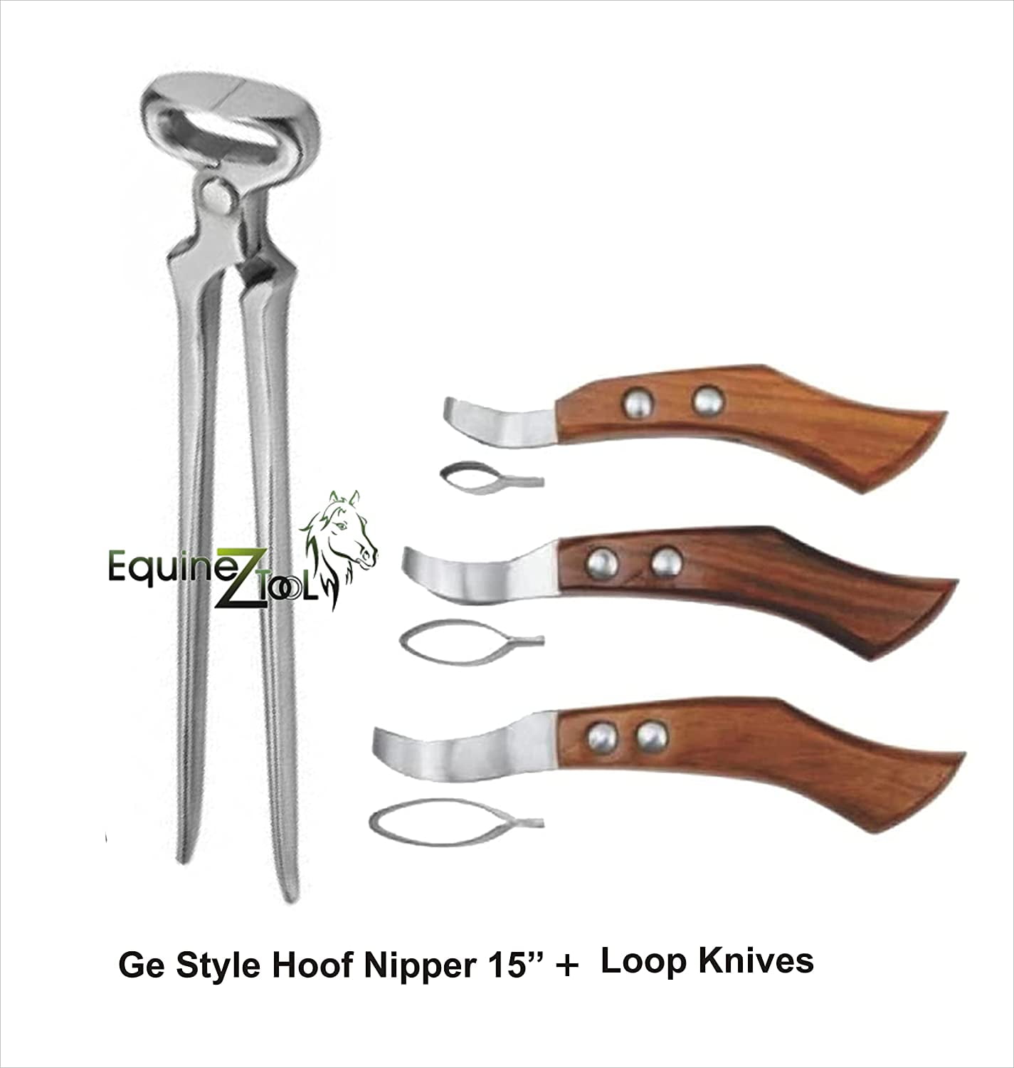 Equinez Tools Hoof Nipper 15" GE Model & Farrier Loop Knives set