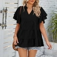 thumbnail image 3 of Birdeem Mode Femme T-Shirt Décontracté Col en V Manches Courtes Ample Blouse Tops, 3 of 5