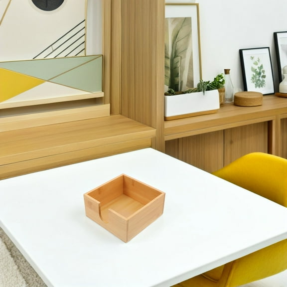 Beaupretty Table Flat Napkin Holder Tissue Case Khaki Bamboo 1Pc