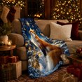 thumbnail image 3 of Red Fox Snowy Forest Under Golden Moon Magical, Festive Holiday Scene, Warm Flannel Blanket for Cabin and Lodge, Art Lovers Housewarming Gift, Festive Home Decor, 3 of 9