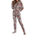 thumbnail image 4 of Defitshape Women's Long Sleeve Onesie Pajama Fuzzy Fluffy Fleece Flannel Hoodie Soft One Piece Sleepwear Dark Grey Medium, 4 of 5