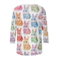 thumbnail image 6 of 3/4 Sleeve T Shirts for Women Cotton Oversized Crewneck Easter Printed Short Sleeve Shirt Summer Casual Round Neck Plus Size Loose Comfy Three Quarter Sleeve Tee Shirt, 6 of 9