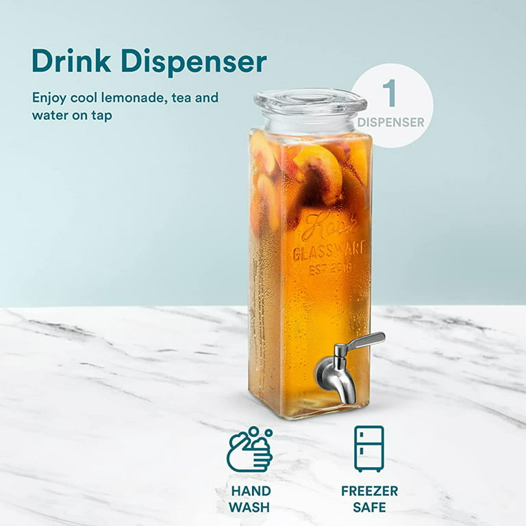 Kook Glass Drink Dispenser with Stainless Steel Spigot 1 Gallon