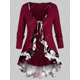 thumbnail image 3 of Más el tamaño de la flor del volante del lazo de la blusa y el Panel Cami conjunto de encaje Rosegal Mangas largas de talla grande, 3 of 5
