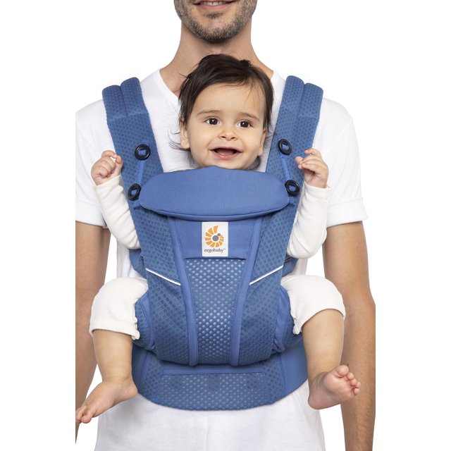 Portabebés Ergobaby Azul Zafiro Malla Transpirable con Soporte Lumbar Mejorado