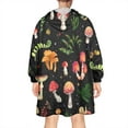 thumbnail image 2 of Red Mushroom Plant Black Pattern Wearable Oversized Blanket,Wearable Blanket Hoodie for Adults,Cozy Hooded Blankets with Super Pockets,Super Warm Fuzzy Pullover for Women & Men, 2 of 6