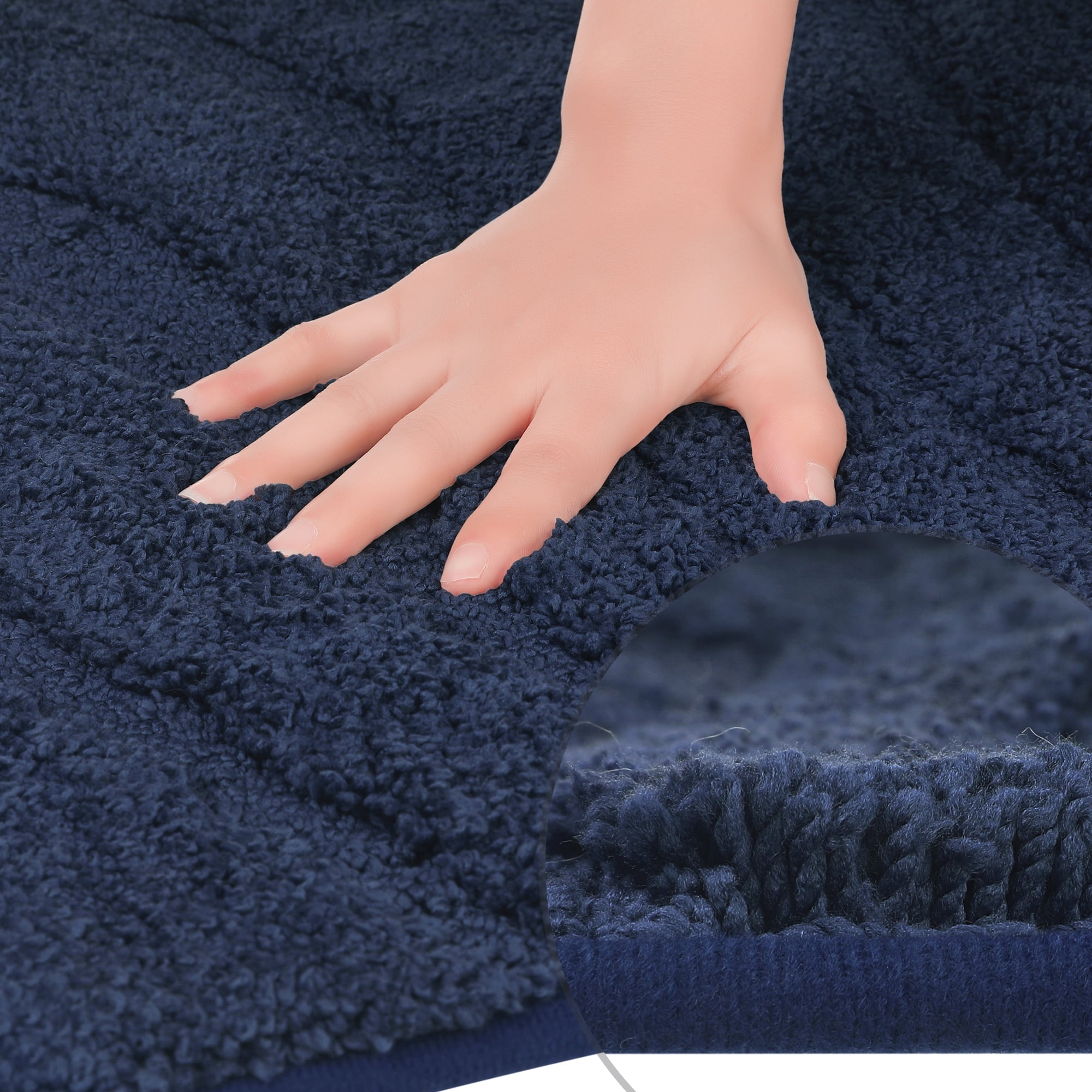 Unique Bargains Non Slip Bath Mat Geometry Bathroom Rug Absorbent Mat Microfiber Bath Rugs Dark Blue 20" x 32"