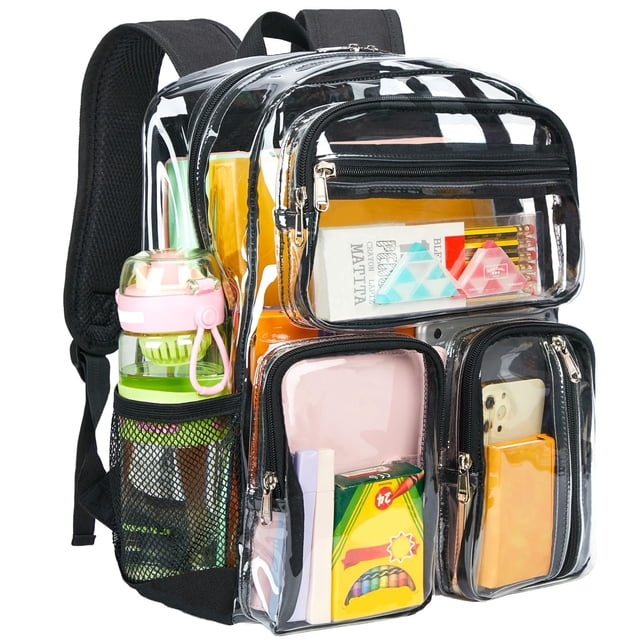 Mochila transparente Vorspack para escuela Heavy Duty negra