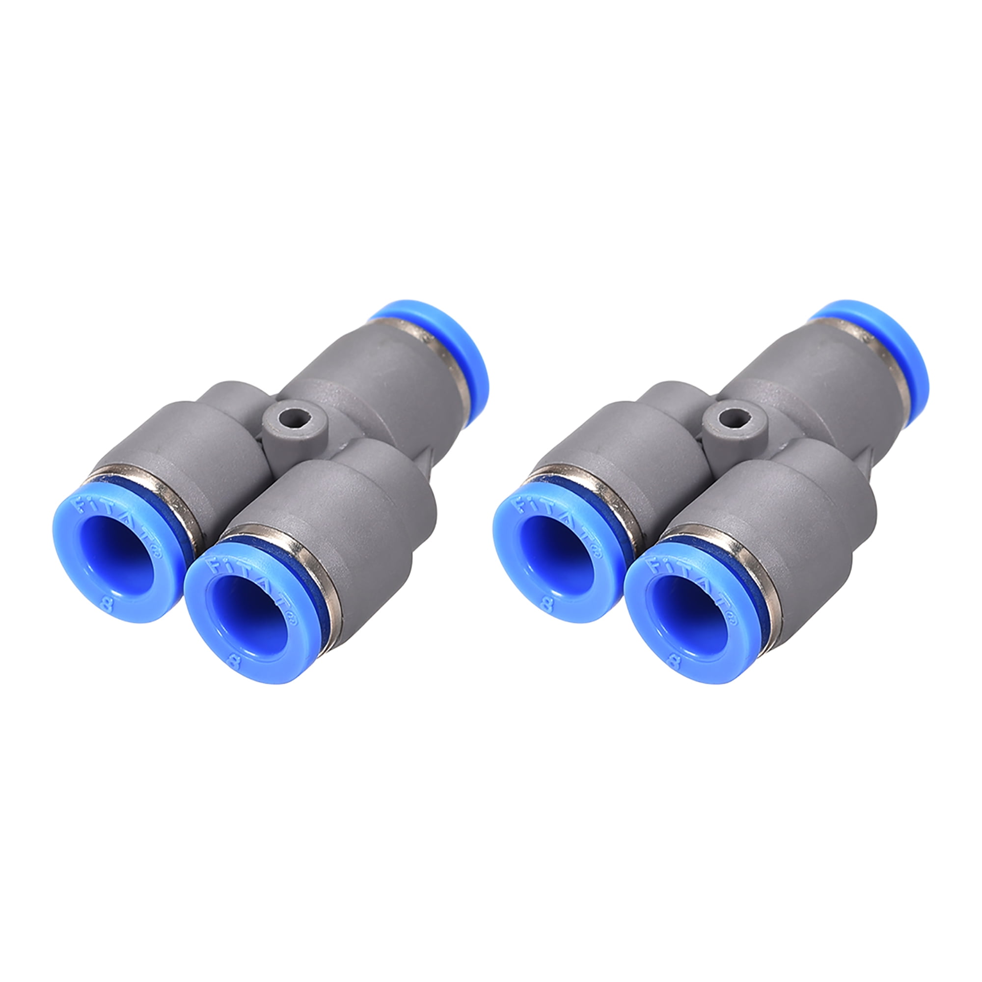 Push To Connect Fittings Y Type Tube Connect 8mm OD Push Lock Grey 2Pcs