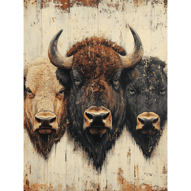 Qisvanset 12x16 Inch Vintage Bison Buffalo Canvas Wall Art, Western Prairie Rustic Art Decor for Cabin Farmhouse