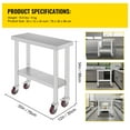 thumbnail image 3 of KFFKFF Silver Commercial Kitchen Workstation, 30x12x34 Inches, 700 LBS Weight Limit, Equipped with 4 Casters, 3 Height Adjustment Options, Robust Stainless Steel Food Preparation Table, 3 of 9