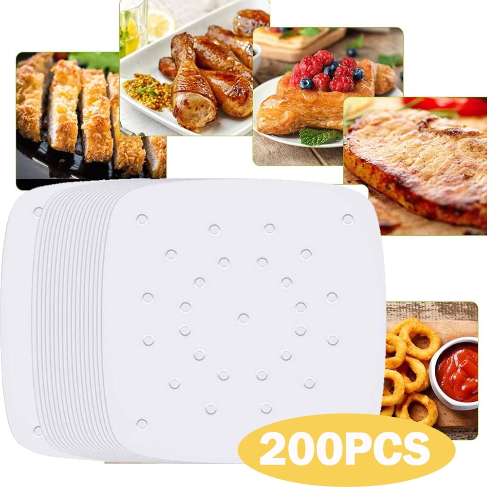 Easy Cleanup No Burn Air Fryer Parchment Paper Parchment Paper for Air Fryer 200pcs 9 Inch Perforated Unbleached Square Air Fryer Liners,Steaming Parchment Liner 