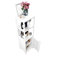 thumbnail image 3 of Tcbosik Bamboo Storage Cabinet, Freestanding Bathroom Cabinet with Door and Shelves, Slim Cabinet for Kitchen, Living Room, White, 3 of 8