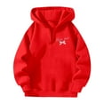 thumbnail image 3 of HNMKIU Women's Casual Zip Up Hoodie Women with Bow Print Pullover Sweatshirt for Daily Wear and Fashion Outfits 09_Red,M, 3 of 3