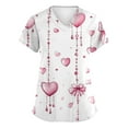 thumbnail image 2 of Nurse Scrubs For Women,Women's Fashion V-Neck Short-Sleeve Workwear with Pockets Valentine's Day Printed Top Nursing Scrub Top - Light pink - XXXL, 2 of 5
