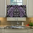 thumbnail image 2 of Yayeee Kitchen Curtains Tier Pair Light Filtering 27"x36" Rod Pocket Short Cafe Window Panel, Purple Roses, 2 of 7