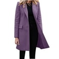 thumbnail image 2 of Wool Trench Coats for Women Winter Fall Fashion Notch Collar Pea Coats Solid Color Mid Length Plus Size Long Jackets Casual Walker Coat ,S-5XL, 2 of 9